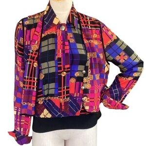 VTG R&K Originals Sz 8 Button Shirt & Vest Top Retro Patchwork Print #245D